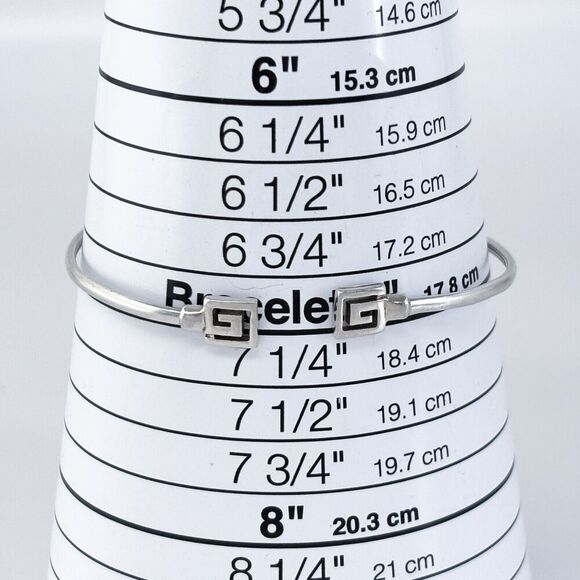 Elegant Sterling Silver Greek Key Bangle Bracelet (Unisex) - Picture 6 of 8